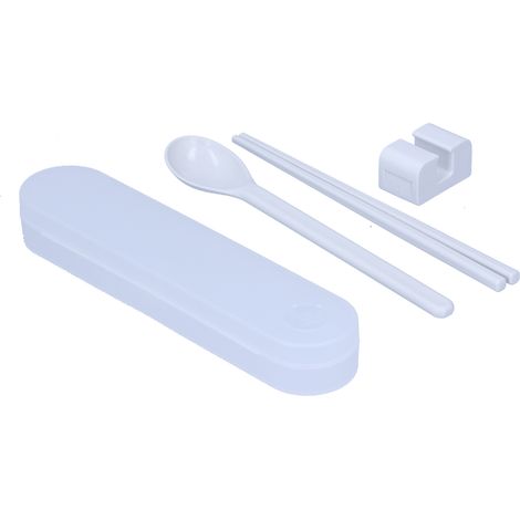 Ensemble de cuillères et baguettes portables en PP réutilisable avec boîte de rangement pour les repas à la maison ou à l'école. (1/5)
