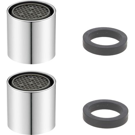 Régulateur de jet Buse mélangeuse Mousseur Lot de 2 pièces Robinet Bubbler, Cartouche mélangeuse tamis de robinet, mitigeur chromé (M22) (1/5)