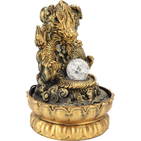 Fontaine décorative chinoise créative en résine avec dragon et LED, ornée d'une statue de dragon en résine (norme européenne 220 V). (1/5)