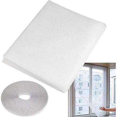 moustiquaire fenetre, 2 Packs 1.3 m x 1.5 m fenêtre Moustiquaire Filet en Maille Filet avec Rouleau de Ruban adhésif Blanc