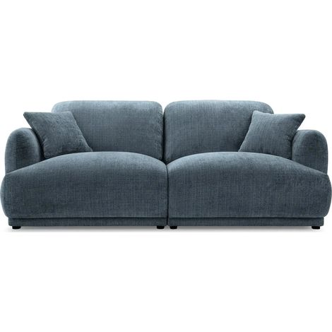 ROSALIE - Canapé droit tissu chenille 2 places Bleu (1/5)
