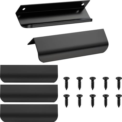 CCYKXA Lot de 5 poignées de meubles – 150 mm – Noires – Poignées de porte – Poignées de placard invisibles – Poignées de tiroir – Poignées de cuisine – Avec vis (1/5)