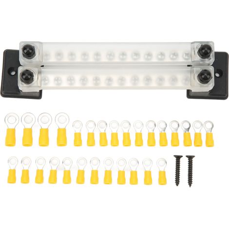 Bloc de distribution électrique avec couvercle 24 bornes 150A 12‑48V pour système électrique voiture camping-car bateau yacht pick-up (1/5)