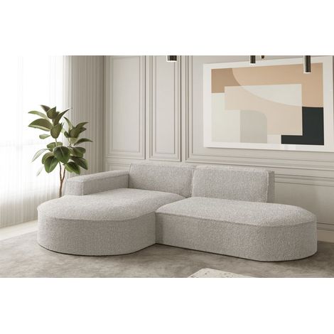 Ecksofa Designersofa PALMA XS in Stoff Ascot Pearl Ottomane Links (1/2)