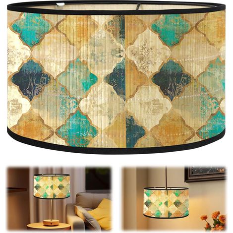 Abat-jour en Tissu, Abat-jour pour Lampe de Suspension, Abat-jour Cylindrique 30×30×20cm, Abat-jour pour Lampe de Table, Abat-jour Rétro Fait Main pour Support E27 pour Lampes de Table et de Sol (1/5)