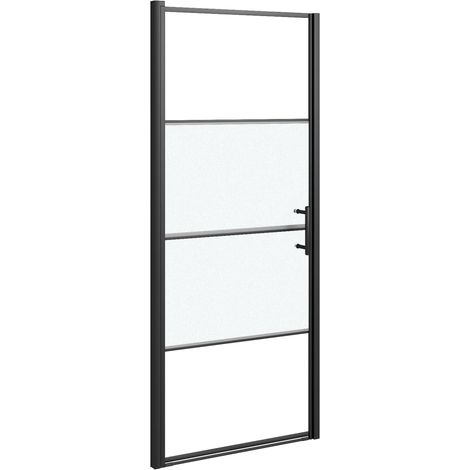 Duschkabine 81x195 cm Gehärtetes Glas halbglänzend Schwarz