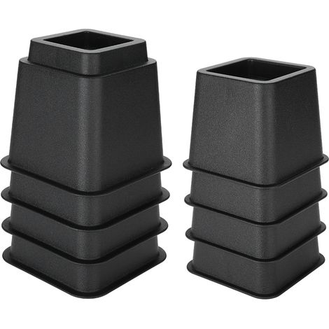 Lot Surélévateur Meuble Réglable Pieds Lit Canapé Fauteuil Rehausseur 4x5cm + 4x7,5cm Noir (1/5)