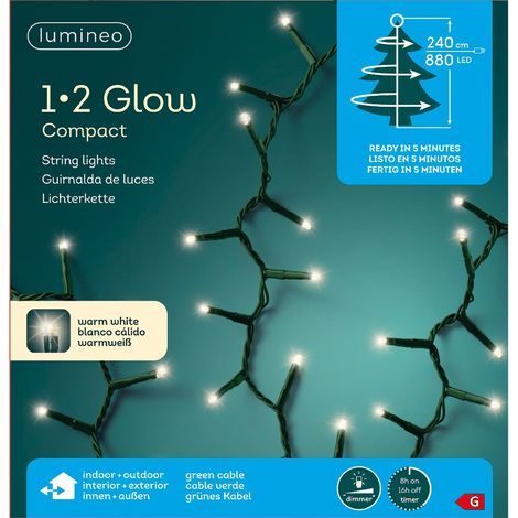 Lumineo LED Lichterkette 1•2 Glow Compact grün 2,4 Meter 880 Lichter - warmweiß (1/5)