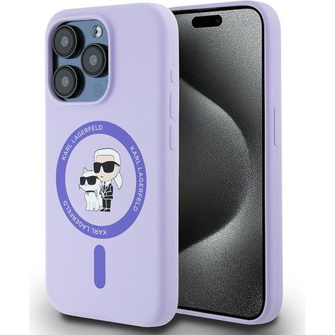 Funda rígida Karl Lagerfeld KLHMP15LSCMKCRHU para iPhone 15 Pro de 6,1 pulgadas, color morado/morado, de silicona, con anillo y cierre MagSafe. (1/5)