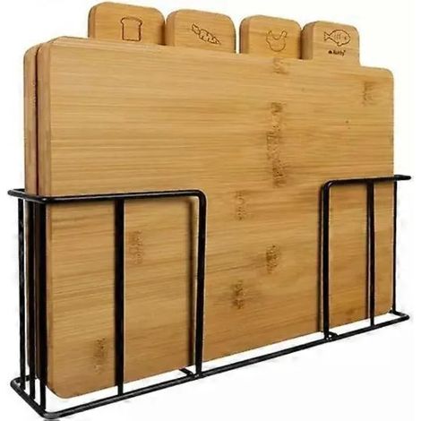 Insulated cutting board set with stand - Bamboo - 5 pieces