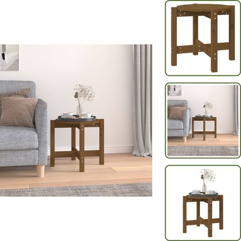 Table basse Marron miel Ø 52,5x45 cm Bois massif de pin - Table Basse - Meuble Salon - Table D'appoint - Table Ronde - Bois Massif (1/5)