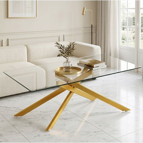 Sideboard 120/60/46 cm mit gehärteter Glasplatte und goldfarbenem Metallgestell (1/5)