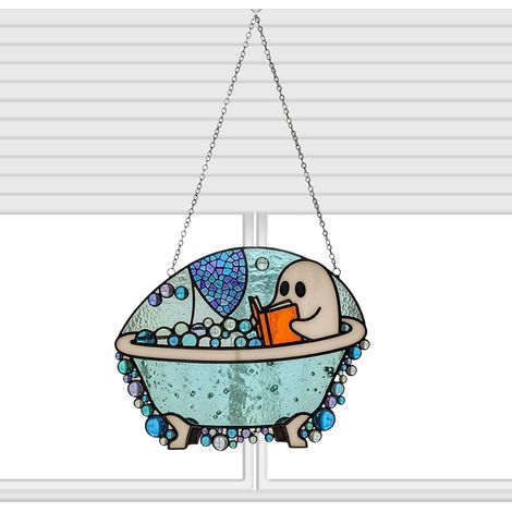 Ghost Reading Ornament, Wall Art Book-Loving Ghost, Exquisite Hanging Pendant, Versatile Home Decor Accent, for Bedroom, Living Room, Hotel Display, 7.87x7.87 inches (1/5)