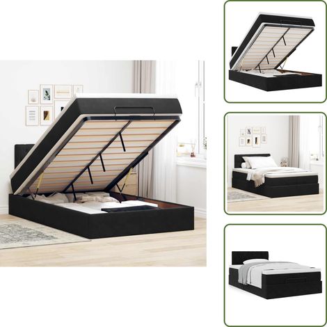 Cama con mecanismo hidráulico - vidaXL Cama otomana con colchón 120x190 cm terciopelo negro - Cama con cabecero