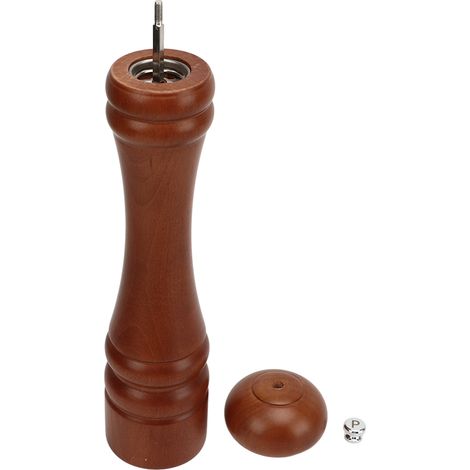 Moulin à poivre en bois rechargeable avec noyau en acier inoxydable antirouille, broyeur manuel sel et poivre pour cuisine et extérieur 32cm (1/5)