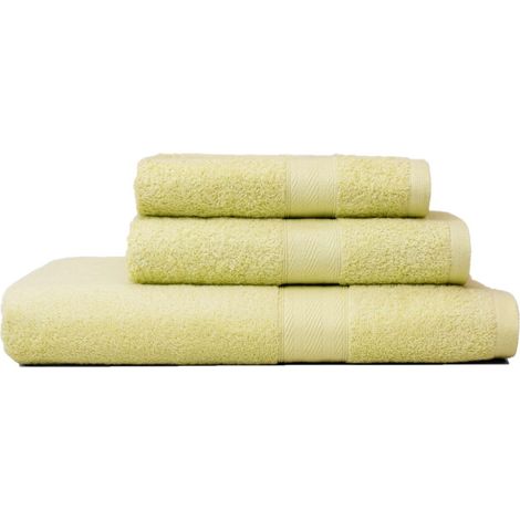 Set Coordinato 3 Pezzi Asciugamani Bagno Colore Sedano In Cotone  Misure Diverse Teddy
