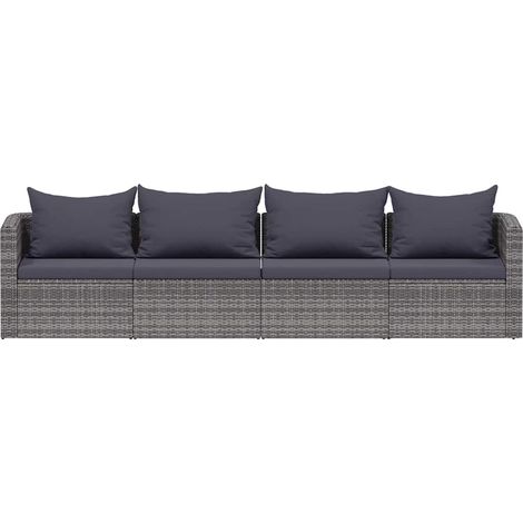vidaXL Set de sofás de jardín 4 piezas y cojines ratán sintético gris (1/2)