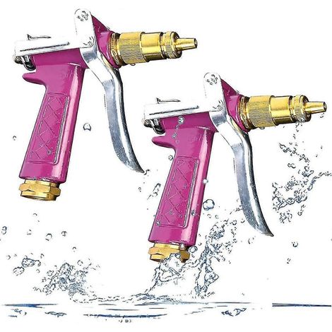 Watering And Cleaning Gun,2pcs Garden Spray Gun High Pressure Adjustable Spray Gun With Full Brass Spray Nozzle For Watering Lawns,purple (1/4)