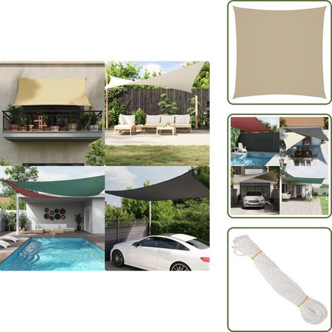 The Living Store Toldo de vela cuadrado tela Oxford beige 3,6x3,6 m - Toldo cuadrado