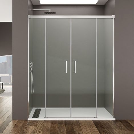 Box doccia BASIC SPAZIO 2 fissi + 2 scorrevoli, Finiture: Trasparente - Estensione: 172 - 182 cm