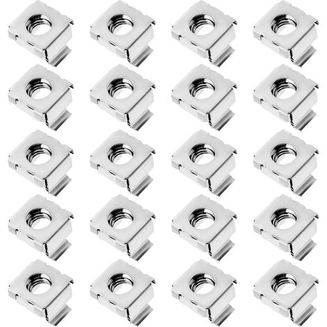 Lot de 20 écrous cage M6 en acier inoxydable 304 pour armoires réseau, armoires de serveur, boîtiers électroniques, racks Argenté (1/5)