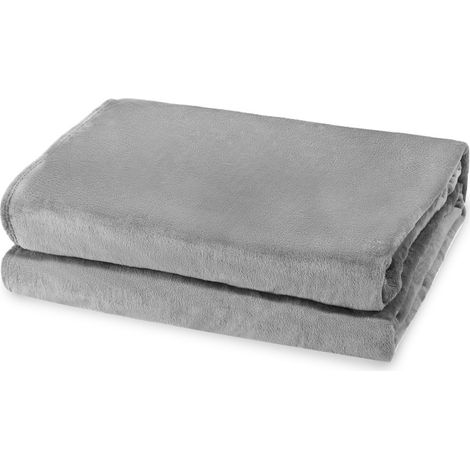 Randaco 2x Couverture d'intérieur douillette Couverture en polaire Couverture chaude super douce - Gris -200x240cm (1/4)