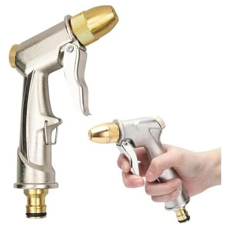 Gießkanne aus Metall, Spritzpistole mit Messingdüse, robuste Gartengießkanne, zum Autowaschen und Rasenbewässern - (1/5)