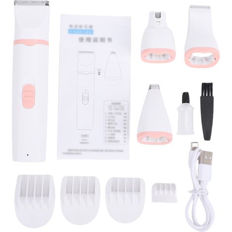 Kit de toilettage 4 en 1 pour animaux de compagnie, tondeuse à poils de chien et de chat avec lames remplaçables, moteur rechargeable par USB à faible bruit 7 000 tr/min pour petits et grands chiens, (1/5)