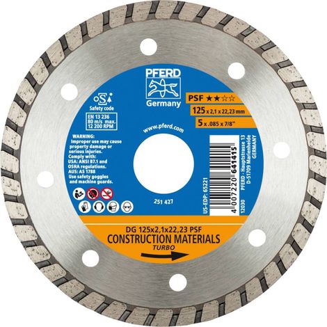 PFERD 68012222 Dg Psf Disco diamantato Diametro 125 mm Ø foro 22.23 mm 1 pz. (1/4)