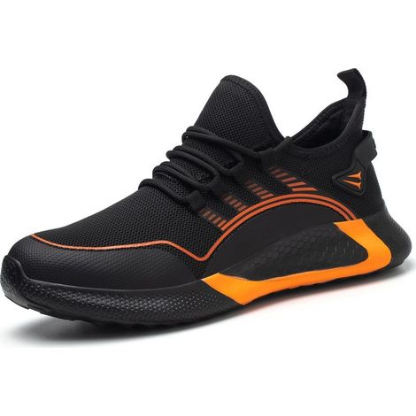 Chaussures de sécurité pour hommes et femmes, baskets de sécurité légères, confortables et antidérapantes, chaussures de travail avec embout en acier (orange, pointure 42) (1/5)