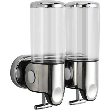 Distributeur de savon mural 1000 ml – Transparent en ABS et acier inoxydable – Installation murale type poussoir – Pour salle de bain et cuisine (1/5)