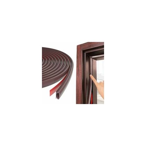 Burlete autoadhesivo marrón en forma de D para puertas y ventanas de 6 m/236 pulgadas, para aislamiento acústico, reemplazo para espacios de 2,56 mm. Tira de sellado aislante de PVC autoadhesiva de ca