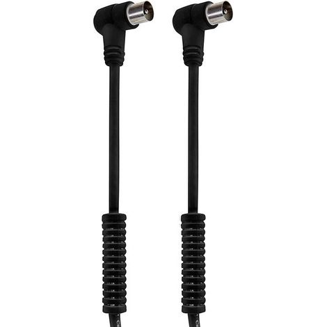 Cable Antena TV Macho-Hembra Acodado NEGRO, 1,5m