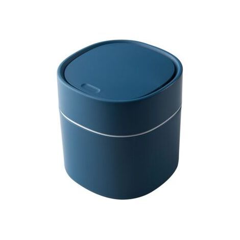 BUNTHAUS Tisch-Mülleimer mit Deckel, Mini-Kunststoff-Mülleimer, kleiner Tisch-Mülleimer für Schlafzimmer, Esszimmer, Badezimmer, Büros usw. (Blau) (1/5)