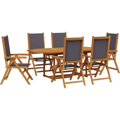 Maison Exclusive - Set Pranzo da Giardino 7 pz Antracite Tessuto e Legno Massello (1/5)