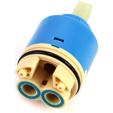 Replacement ceramic cartridge, ceramic for mixer taps, ceramic cartridge for kitchen or bathroom, 40 mm, blue, with base (1/5)