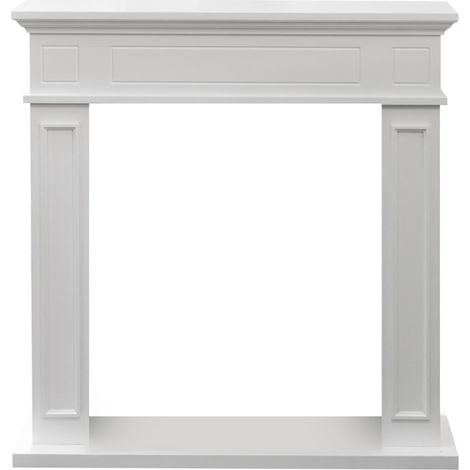 Cornice per camino rivestimento in legno L89,5xH90,5xP28 Jefferson Bianco (1/5)