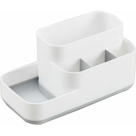 royaluxe - Panier de Rangement en Plastique Cosmétique Boîte de Rangement Multi-Organisateur Panier Support de Rangement pour Bureau Maison Bureau Coiffeuse Cosmétique Étagère Salle de Bain (Gris) (1/5)