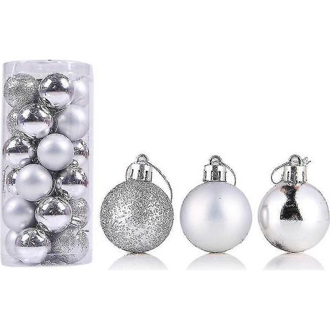 24er-Pack zarte, wiederverwendbare, hochglänzende Weihnachtskugeln als Christbaumschmuck oder Anhänger für Zuhause-4cm-Silver (1/5)