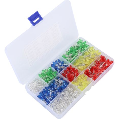 500 Stück LED-Lampenperlen, 5 mm runder Kopf, kurze Füße, Inline-Superhelle Leuchtdioden, Teile (1/5)