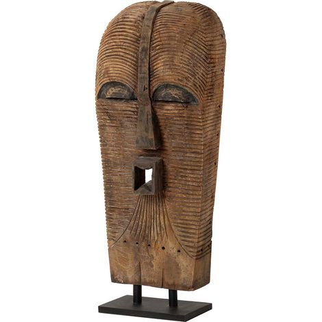 Masque africain en bois naturel 43 x 24 x 103 cm