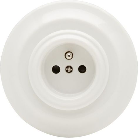 Girard Sudron – Prise de courant rétro porcelaine blanche – 2 pôles – 16A – Indice de protection IP20 – Pour installation intérieure (1/3)