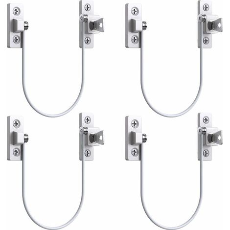 4 Pièces Restricteur de Porte et Fenêtre Verrou Sécurité Câble avec Clé pour UPVC (1/4)