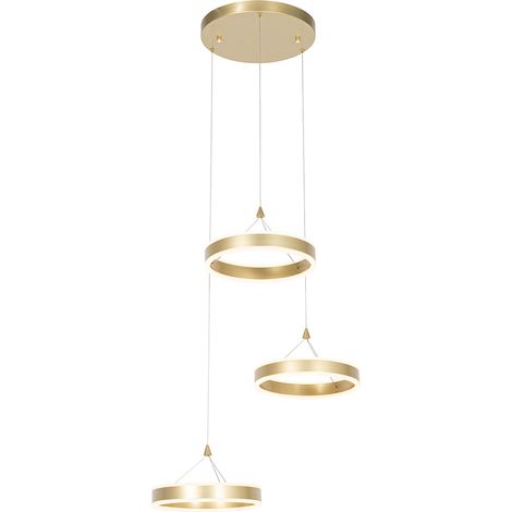Hängelampe Messing rund inkl. LED 3-Stufen dimmbar 3-Licht - Lyani