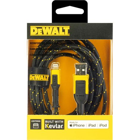 Dewalt MFi-Certified Lightening USB iPhone Charging Cable 10ft 3m Reinforced (1/3)