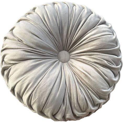 Coussin rond en velours uni, coussin citrouille, coussin rond pour salon, coussin rond pour canapé (1/5)
