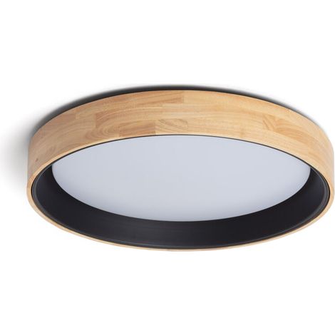 – Plafonnier LED rond en bois 30W – CCT sélectionnable 2700-6500K – Ø570 mm – Installation facile pour divers environnements (1/5)