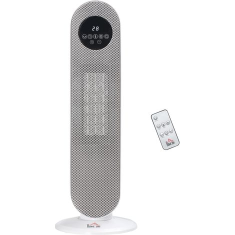 HOMCOM Radiateur soufflant céramique oscillant 1300/2000W avec télécommande, 21x21x63,5cm (1/5)
