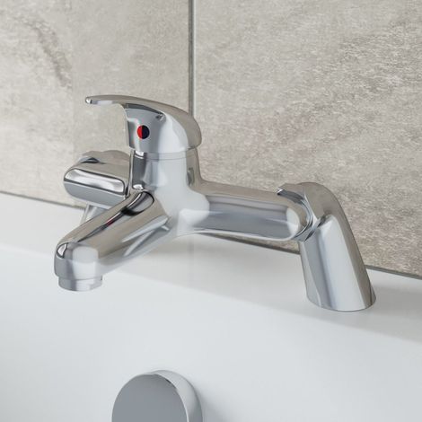 Bathroom Bath Filler Mixer Tap Chrome Curved Single Lever Handle Brass Modern