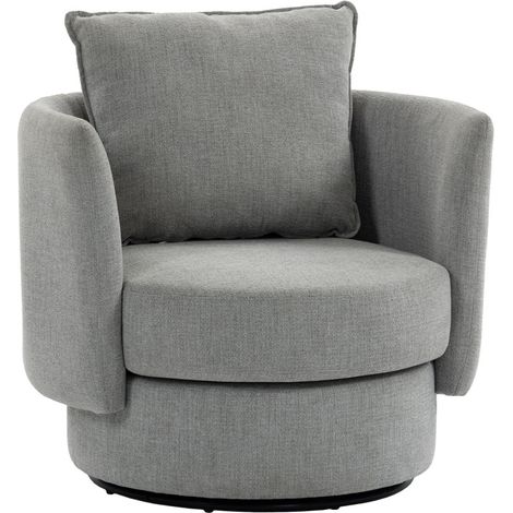 Poltrona girevole a 360° in poliestere grigio chiaro HOMVRA (1/4)